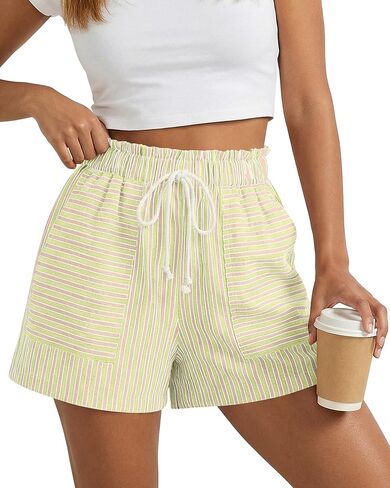 BTFBM Casual Striped Shorts for Women 2026 Spring Summer Elastic Waist Y2K Lounge Pajama Vacation Beach PJ Bottoms Clothes in Saudi Arabia
