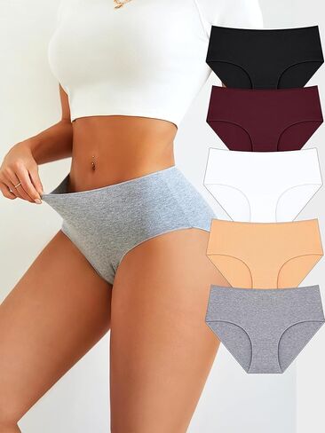 5 Pack High Waisted Cotton Underwear for Women Comfortable Stretch Full Coverage Breathable Ladies Panties in Saudi Arabia