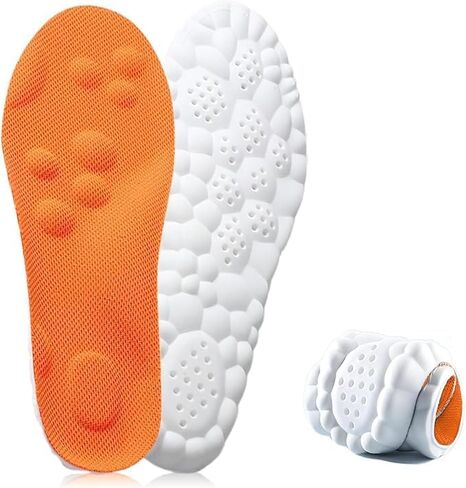 2026 New Steppers Insoles for Men & Women,4D Cloud Massage Memory Foam Insoles with Arch Support，Comfortable and Breathable (Orange, Men 10-Women 11) in Saudi Arabia