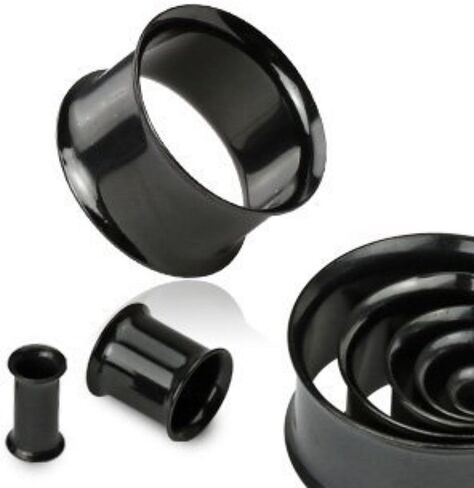 PAIR of Black Titanium Anodized Double Flare Tunnels Plugs Earlets Gauges Body Jewelry in Saudi Arabia