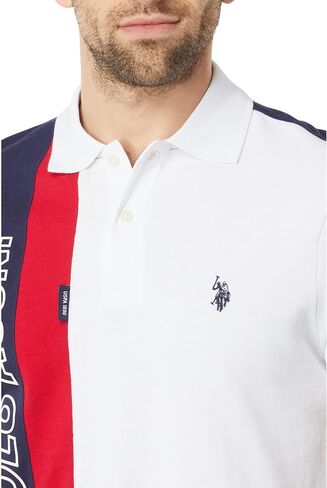U.S. Polo Assn. Slim Fit Short Sleeve Vertical Color-Block Knit Polo White SM in Saudi Arabia