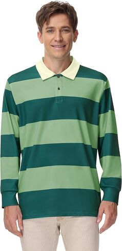 Arvilhill Men Classic Costume Halloween Blues Stripes Clues Green Polo Shirt Steve M in Saudi Arabia