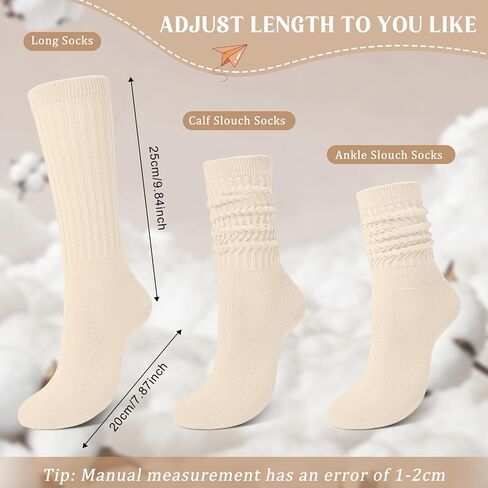Justay 4 Pairs Slouchy Socks for Women, Cotton Scrunch Winter Warm Thick Long Boot Wool Fall Crew Slouch Socks Gifts in Saudi Arabia