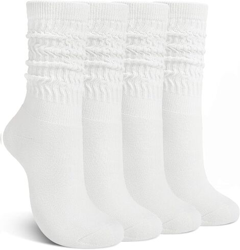 Justay 4 Pairs Slouchy Socks for Women, Cotton Scrunch Winter Warm Thick Long Boot Wool Fall Crew Slouch Socks Gifts in Saudi Arabia