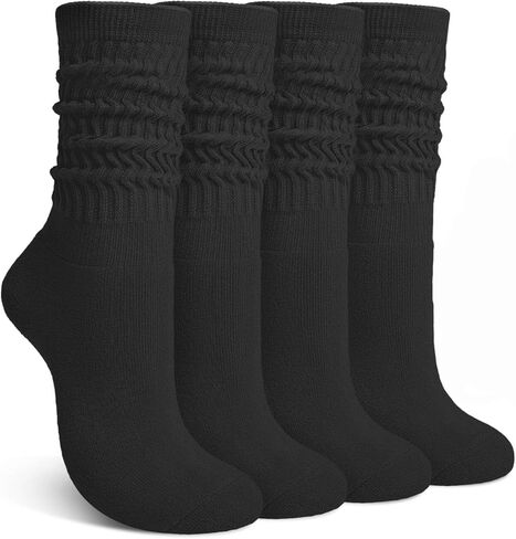 Justay 4 Pairs Slouchy Socks for Women, Cotton Scrunch Winter Warm Thick Long Boot Wool Fall Crew Slouch Socks Gifts in Saudi Arabia