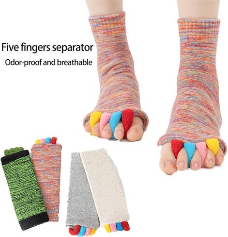 Harssidanzar Women's Warm Adults Soft House Washable Cute Alignment Socks with Toe Separators RL041US in Saudi Arabia