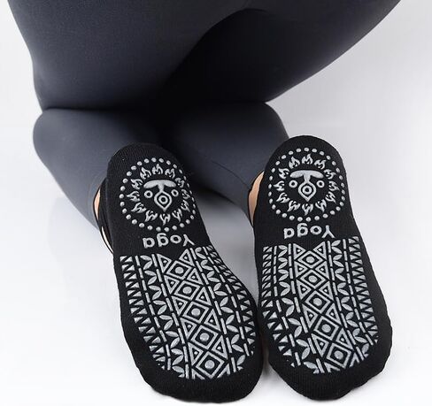 2 Pairs Yoga Socks for Women with Grips, Non-Slip Socks for Pilates, Barre, Ballet, Fitness(Black,Gray in Saudi Arabia