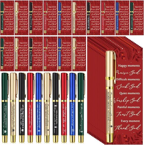 20 Sets Christian Pen Gift Inspirational Bible Verse Ballpoint Pen with Religious Motivational Scripture Bookmark Cards Bulk for Men Women Church Christmas Nativity(Macaro,Novel) in Saudi Arabia