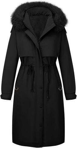 Bellivera Women's Plus Size Parka Jacket Long Winter Warm Hooded Zipper Coat in Saudi Arabia
