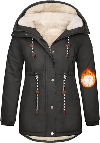 Yusongirl Plus Size Women's Winter Parka Coat Heavy Cotton Outer Shell Fleece Lined Hoody for Cold in Saudi Arabia