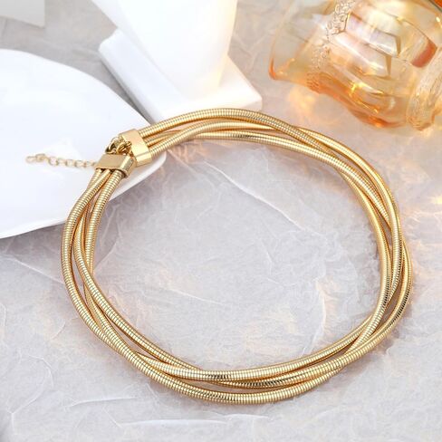 Chunky Gold Choker Necklace for Women, Multi-wrap Chunky Layered Choker Necklace Lightweight Alloy Non-Tarnish Silver/Gold Collar Necklace Punk Cuban Link Chain Choker Necklace in Saudi Arabia