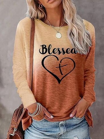 Women's Casual Long Sleeve Shirts Crew Neck Button Pullover Top Fall Fashion Outfits Clothes in Saudi Arabia