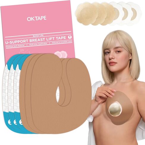 OK TAPE Boob Tape, U-Shaped Breast Lift Tape for Backless, Ultra-Soft & Skin-Friendly, Sticky Bra for B-DD Cup (1/3 Pairs) in Saudi Arabia