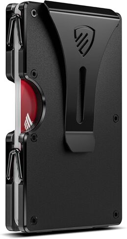 محفظة RUNBOX Minimalist للرجال - حامل بطاقات معدني نحيف يحجب RFID مع مشبك نقود، تصميم جيب أمامي رفيع للغاية يحمل 12-15 بطاقة، هدايا للرجال (خشب الجوز) in Kuwait