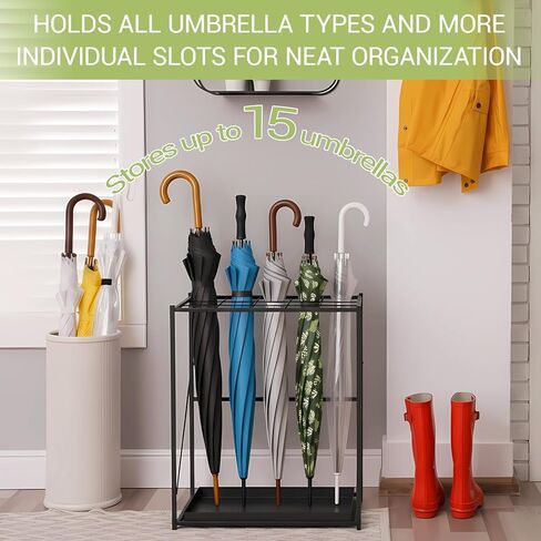Folding Umbrella Storage Stand Rack Holder Organizer Free Standing Umbrella Rack with Removable Drip Tray for Entryway Home Office Hotel Entry Hallway(L18.31 X W11.89 X H19.69 Inch) in Saudi Arabia