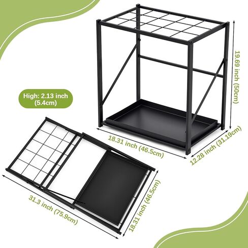 Folding Umbrella Storage Stand Rack Holder Organizer Free Standing Umbrella Rack with Removable Drip Tray for Entryway Home Office Hotel Entry Hallway(L18.31 X W11.89 X H19.69 Inch) in Saudi Arabia