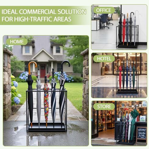 Folding Umbrella Storage Stand Rack Holder Organizer Free Standing Umbrella Rack with Removable Drip Tray for Entryway Home Office Hotel Entry Hallway(L18.31 X W11.89 X H19.69 Inch) in Saudi Arabia