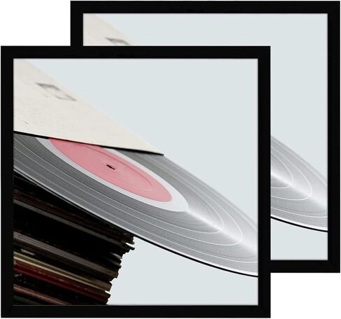 eletecpro 12.5x12.5 إطار سجل أسود، قوي وخفيف الوزن، إطار ألبوم PVC مصنوع لعرض سجلات الفينيل، ديكور منزلي للجدار سهل التعليق يناسب أغطية LP مقاس 12x12، 4 عبوات in Kuwait