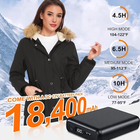 سترة HEEKPEK النسائية الدافئة سترة شتوية طاردة للماء مع ياقة فرو قابلة للفصل، معطف دافئ ببطانة من الصوف in Saudi Arabia