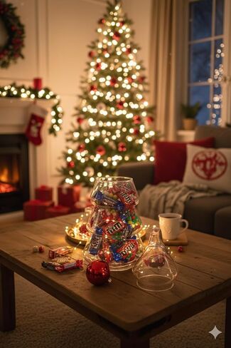 Necessia 110 oz. (3.25 Liter) Christmas & New Year Pine Tree Glass Jar with Lid – Festive Holiday Decor for Seasonal Displays in Saudi Arabia