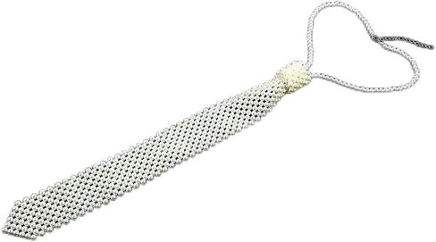 Pearls Neck Tie White Artificial Handmade Weaving Beaded Necktie Long Party Prom Jewelry Accessories for Women Ladies Wedding Cosplay Halloween in Saudi Arabia