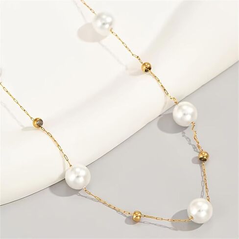 Gold Pearl Necklace for Women Dainty Pearl Choker Necklace Jewelry Wedding Bride Bridesmaid Gifts Beach Accessories in Saudi Arabia