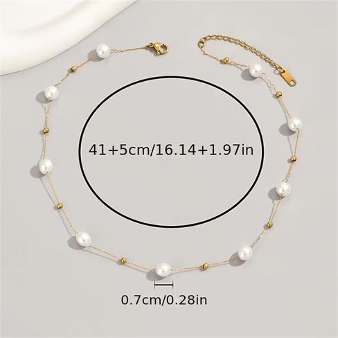Gold Pearl Necklace for Women Dainty Pearl Choker Necklace Jewelry Wedding Bride Bridesmaid Gifts Beach Accessories in Saudi Arabia
