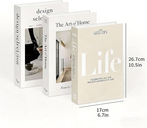 3 Pieces Decorative Book Set, Modern Faux Books for Home Decor, White and Beige for Home Decor, Room Decor Entryways,Living, 10.5 x 6.7 x 1.65 inches in Saudi Arabia