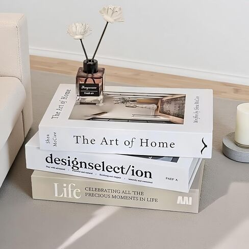 3 Pieces Decorative Book Set, Modern Faux Books for Home Decor, White and Beige for Home Decor, Room Decor Entryways,Living, 10.5 x 6.7 x 1.65 inches in Saudi Arabia