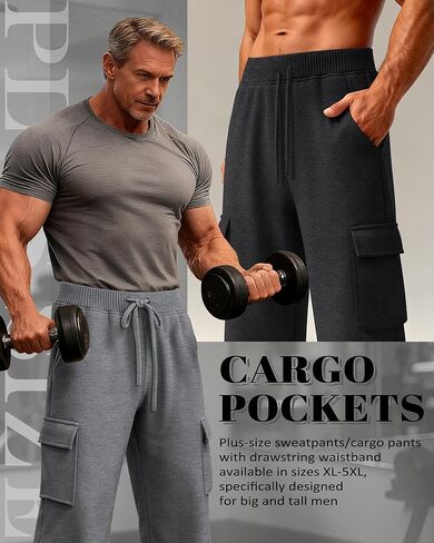 3 قطع من السراويل الرياضية الكبيرة والطويلة للرجال ذات الخصر المفتوح والرباط مع جيوب كاجوال للمشي لمسافات طويلة (أسود مختلط، رمادي مختلط، أسود، 3X-Large) in Kuwait