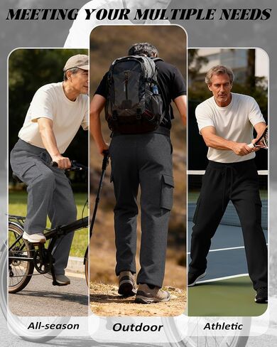 3 قطع من السراويل الرياضية الكبيرة والطويلة للرجال ذات الخصر المفتوح والرباط مع جيوب كاجوال للمشي لمسافات طويلة (أسود مختلط، رمادي مختلط، أسود، 3X-Large) in Kuwait