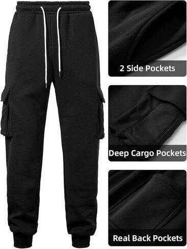 الرجال البضائع Sweatpants الصوف عادية الركض سراويل للتسلق السراويل العرق الفضفاضة للرجال الجري تجريب رياضي مع جيوب in Kuwait