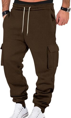 الرجال البضائع Sweatpants الصوف عادية الركض سراويل للتسلق السراويل العرق الفضفاضة للرجال الجري تجريب رياضي مع جيوب in Kuwait