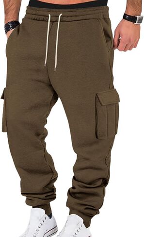 الرجال البضائع Sweatpants الصوف عادية الركض سراويل للتسلق السراويل العرق الفضفاضة للرجال الجري تجريب رياضي مع جيوب in Kuwait