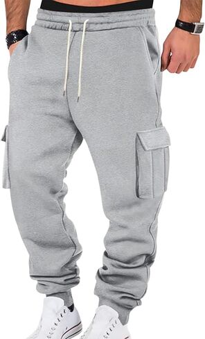 الرجال البضائع Sweatpants الصوف عادية الركض سراويل للتسلق السراويل العرق الفضفاضة للرجال الجري تجريب رياضي مع جيوب in Kuwait