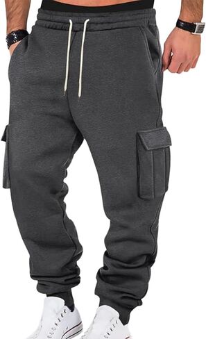 الرجال البضائع Sweatpants الصوف عادية الركض سراويل للتسلق السراويل العرق الفضفاضة للرجال الجري تجريب رياضي مع جيوب in Kuwait