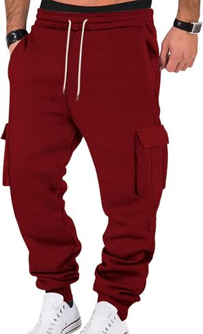 الرجال البضائع Sweatpants الصوف عادية الركض سراويل للتسلق السراويل العرق الفضفاضة للرجال الجري تجريب رياضي مع جيوب in Kuwait