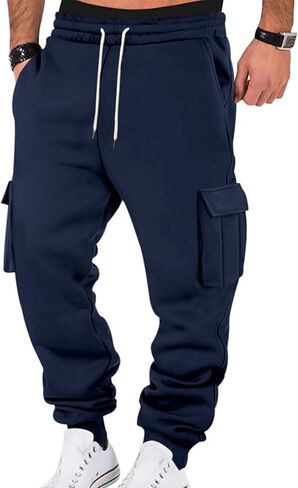 الرجال البضائع Sweatpants الصوف عادية الركض سراويل للتسلق السراويل العرق الفضفاضة للرجال الجري تجريب رياضي مع جيوب in Kuwait