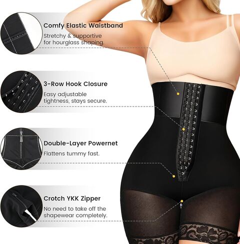 Strapless Fajas Colombianas for Women - Tummy Control Body Shaper Shorts with Butt Lifter & Zipper Crotch in Saudi Arabia