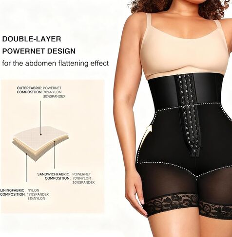 Strapless Fajas Colombianas for Women - Tummy Control Body Shaper Shorts with Butt Lifter & Zipper Crotch in Saudi Arabia