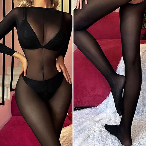 Women’s Sexy Fishnet Mesh Bodysuit Long Sleeve Sheer Body Stocking Lingerie One Piece Jumpsuit Underwear Nightwear in Saudi Arabia