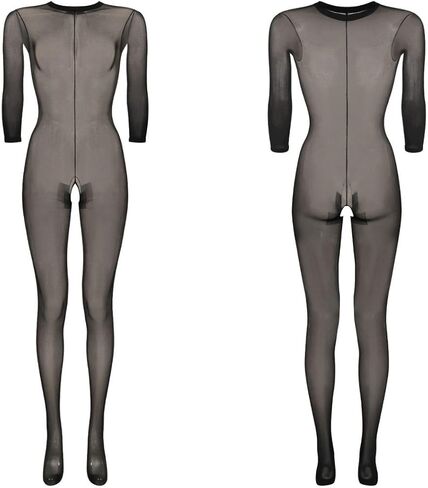 Women’s Sexy Fishnet Mesh Bodysuit Long Sleeve Sheer Body Stocking Lingerie One Piece Jumpsuit Underwear Nightwear in Saudi Arabia
