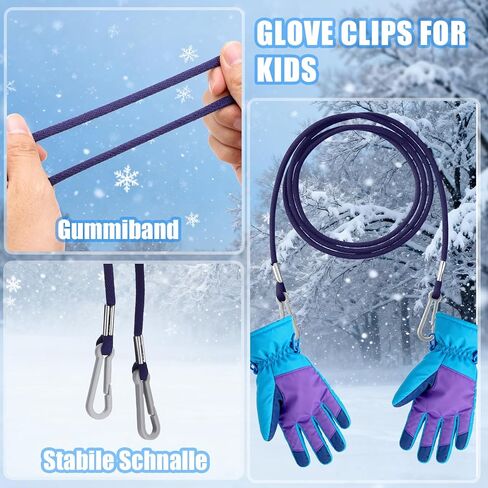 Ciieeo 3-Pack Kids Glove Clips with Strap Winter Outdoor Snow Activities Assorted Colors for Winter in Saudi Arabia