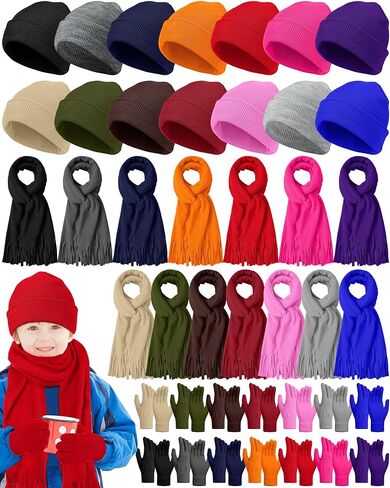 Coume Kids Hat Glove Scarf Winter Sets Bulk, Warm Beanie Hat Gloves Scarves for Homeless Shelter Gift in Saudi Arabia