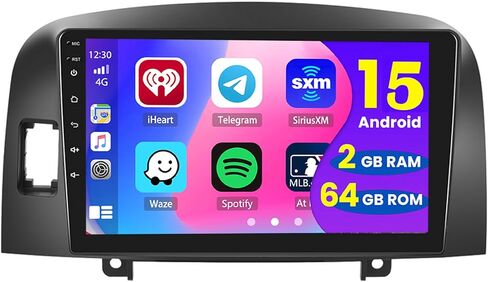 【4+64GB】 Double din for Hyundai Sonata 2004-2008 9 inch Car Stereo with Android Auto, 1080P Touch Screen Radio Bluetooth/FM/SWC/Mirror Link Backup Camera MIC in Kuwait