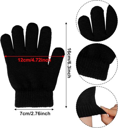 Kids Winter Beanie Hat and Gloves Set for Boys Girls, Knit Hat Warm Gloves Unisex Cold Weather Cap Stretchy Glove in Saudi Arabia