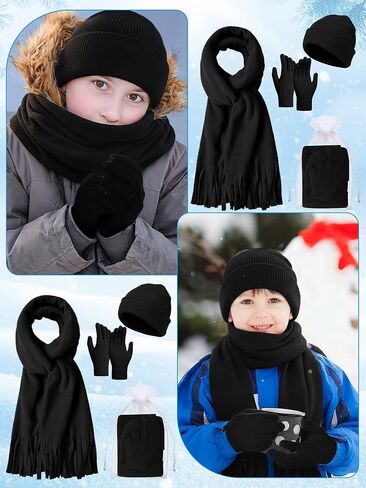 150 Pcs Bulk Kids Winter warm kit Hat Glove Scarf Sock and Organza Bags, Homeless Care Package Supplies Winter Gift in Saudi Arabia