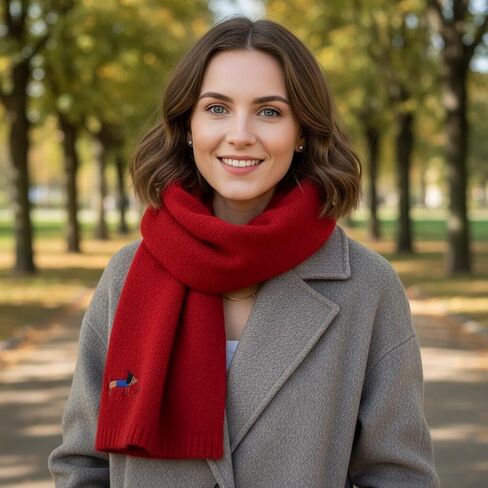 Women's Wool Scarf with Dachshund Design - Soft Warm Winter Neck Wrap, Elastic Stretch Fit, for Casual Outings & Cold Weather in Saudi Arabia