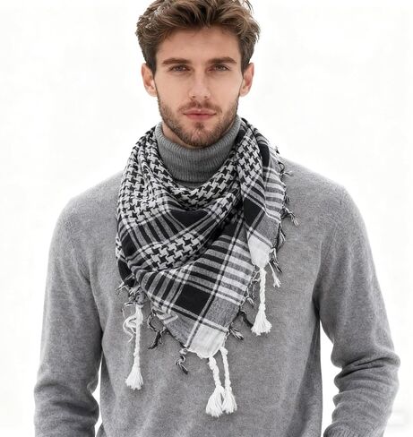 Military Shemagh Desert Scarf for Man, Stylish Fashion Neck Scarf Wrap with Tassle in Saudi Arabia