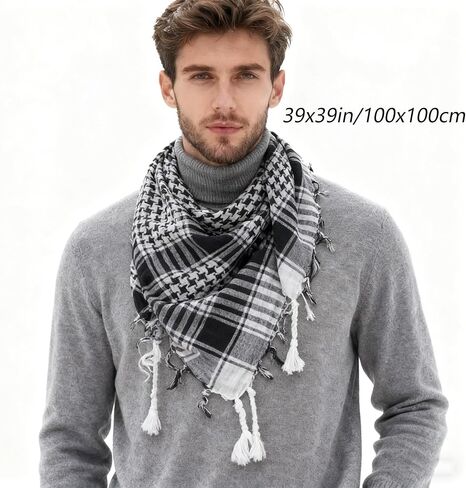 Military Shemagh Desert Scarf for Man, Stylish Fashion Neck Scarf Wrap with Tassle in Saudi Arabia